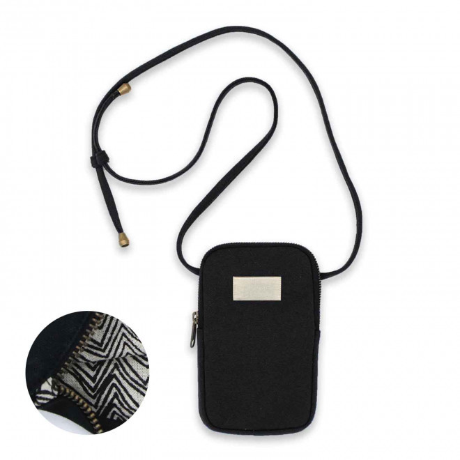 SACOCHE TELEPHONE PERSONNALISABLE STUDIO BY HINDBAG 'THEO' - noir