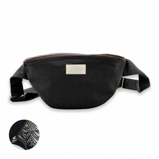 SAC BANANE PERSONNALISABLE COTON STUDIO BY HINDBAG 'VALENTINA' - noir