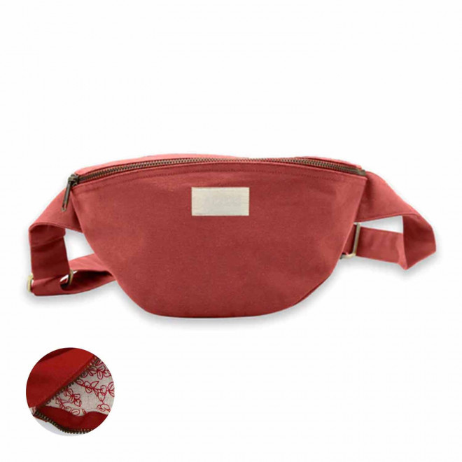 SAC BANANE PERSONNALISABLE COTON STUDIO BY HINDBAG 'VALENTINA' - rouge brique
