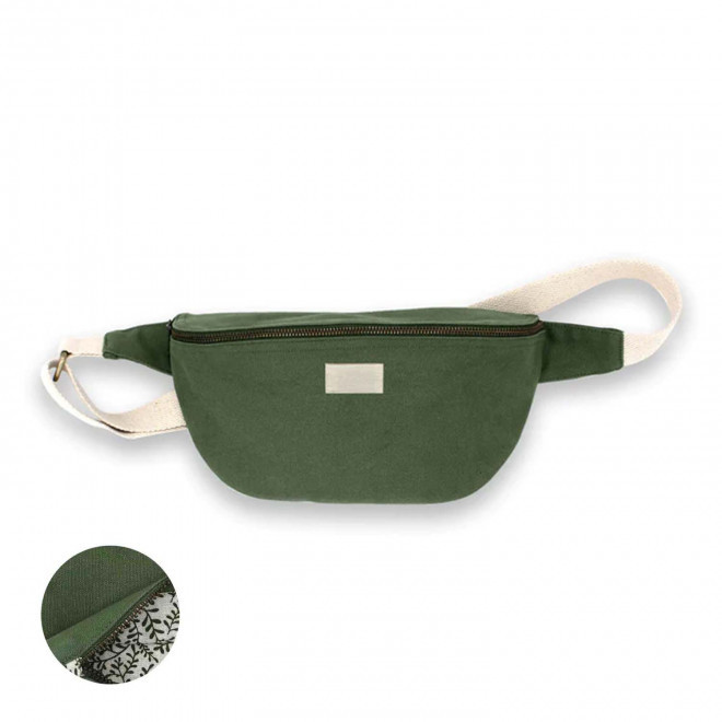 SAC BANANE PERSONNALISABLE EN COTON STUDIO BY HINDBAG 'ANTOINE' - olive
