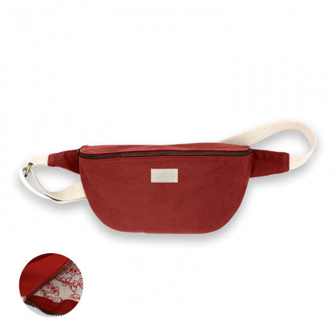 SAC BANANE PERSONNALISABLE EN COTON STUDIO BY HINDBAG 'ANTOINE' - rouge brique