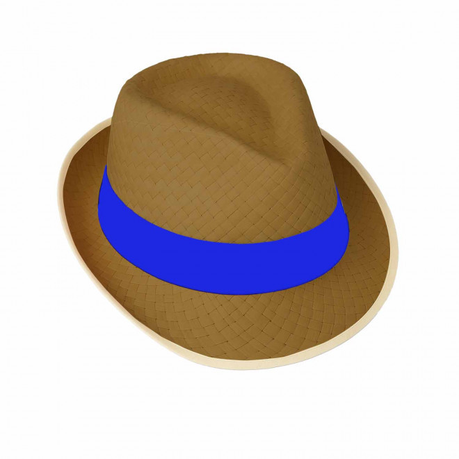 CHAPEAU PAILLE EU PERSONNALISABLE 'BRAZ KIDS' - paille foncée/bleu