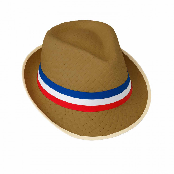 CHAPEAU PAILLE EU PERSONNALISABLE 'BRAZ KIDS' - paille foncée/france