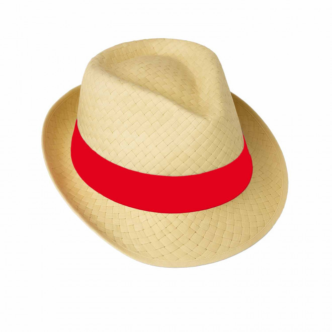 CHAPEAU PAILLE EU PERSONNALISABLE 'BRAZ KIDS' - paille claire/rouge