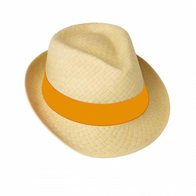 CHAPEAU PAILLE EU PERSONNALISABLE 'BRAZ KIDS' - paille claire/orange