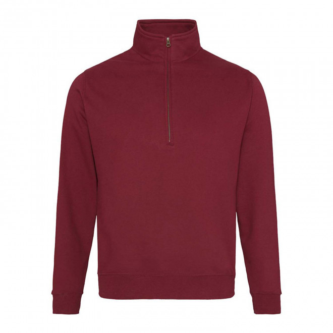 SWEAT-SHIRT PERSONNALISABLE DEMI-ZIP MIXTE 'HOODA' - burgundy