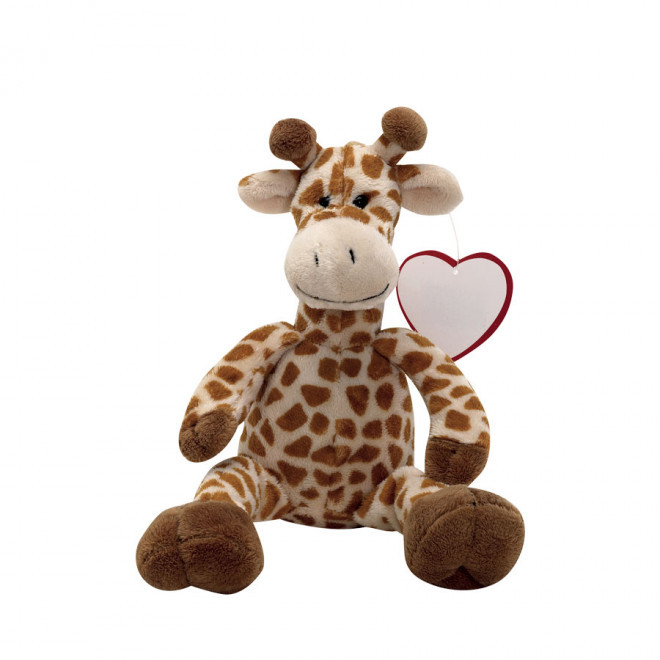 PELUCHE AVEC ÉTIQUETTE COEUR PERSONNALISÉE 'LORENZI' - girafe