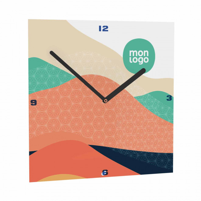 HORLOGE MURALE PERSONNALISABLE 'HAROE CARRE' - argenté