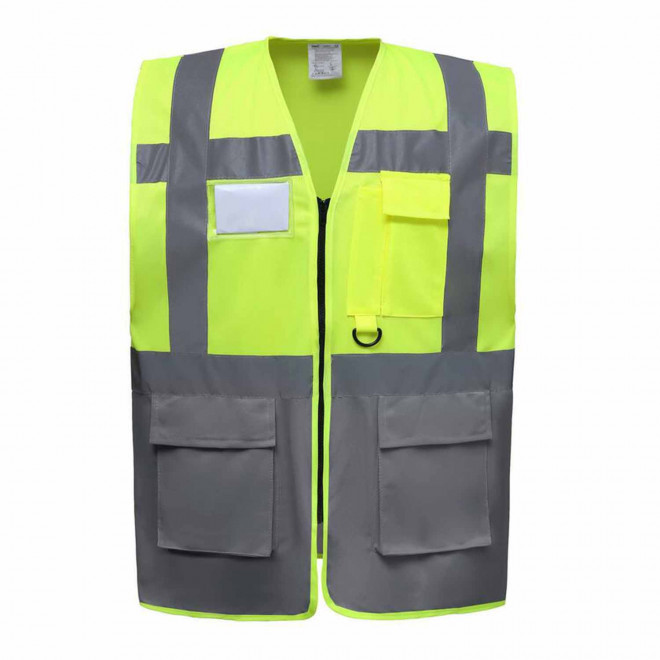 GILET SECURITE PERSONNALISABLE 'BERLIN RPET' - jaune/gris