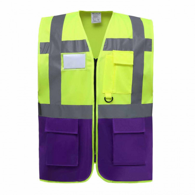 GILET SECURITE PERSONNALISABLE 'BERLIN RPET' - jaune/violet