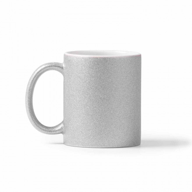 MUG EN CERAMIQUE PAILLETE 350ML  'GLIMT' - argenté