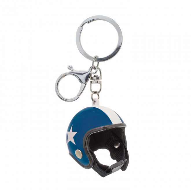 PORTE CLE PERSONNALISABLE EN FORME DE CASQUE 'VESPO' - bleu
