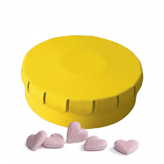 BOITE A BONBONS COEUR PERSONNALISABLE 'CLIC CLAC' - jaune mat