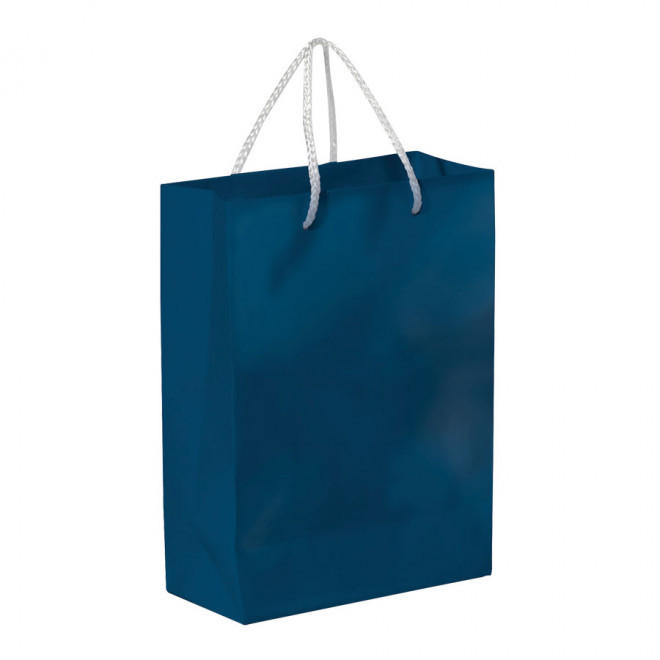 SAC PAPIER COLORE PUBLICITAIRE ANSES CORDELETTES 'YARA' 30X40X12 CM - bleu