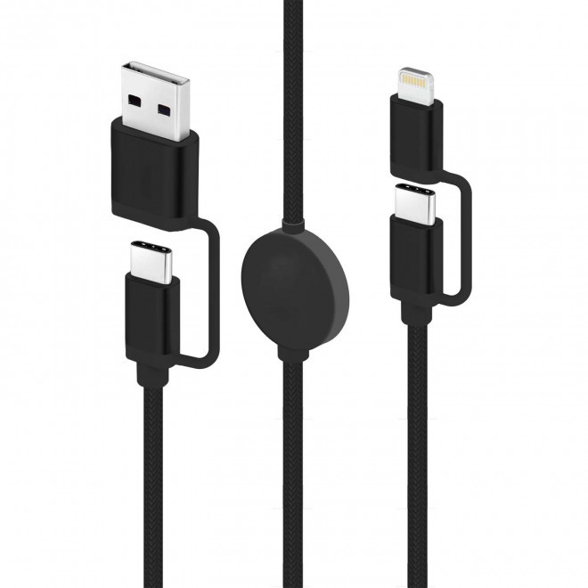 CABLE DE CHARGE PERSONNALISABLE 4 EN 1 20W 'ZIONE' - noir