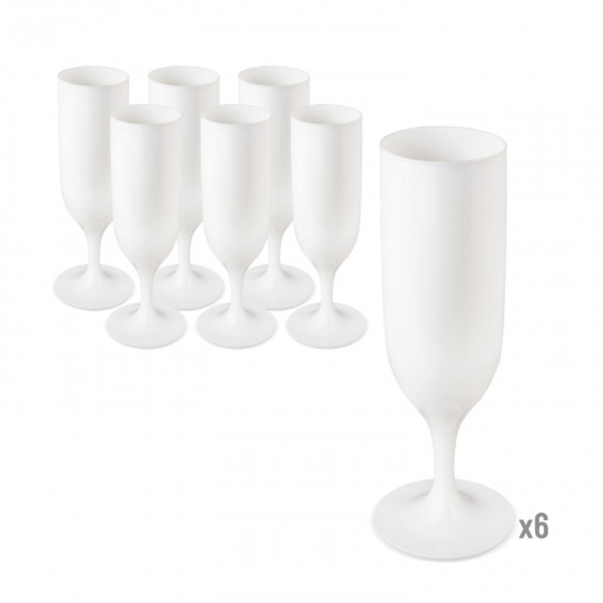 PACK 6 FLUTES REUTILISABLES PERSONNALISABLE 'PACKFLU' - blanc