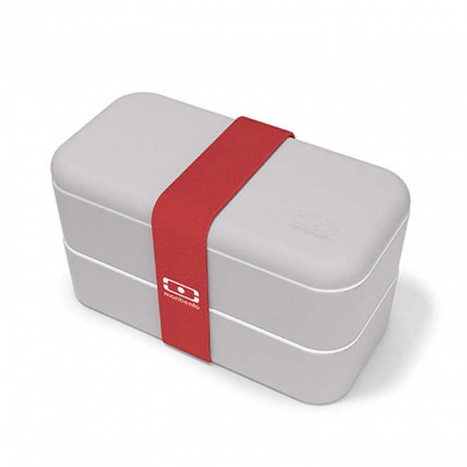 LUNCH BOX PERSONNALISABLE MB® ESSENTIAL 'OLBYA' - gris/rouge