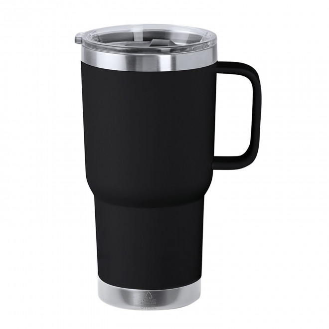 MUG ISOTHERME PERSONNALISABLE 600ML 'TENDENZA POIGNEE' - noir