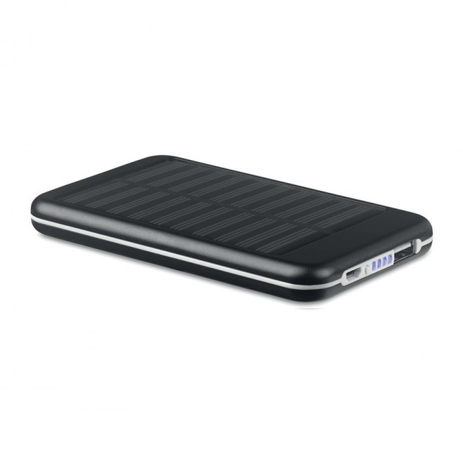 BATTERIE DE SECOURS SOLAIRE 4000 MAH PERSONNALISÉE 'POWERSOLAR' - noir