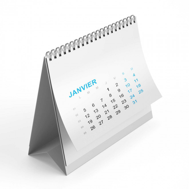 CALENDRIER CHEVALET 'EASEL CARRE' - bleu