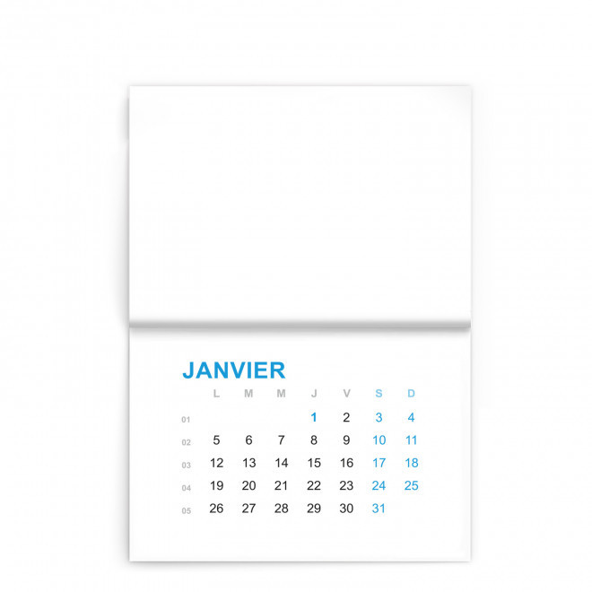 CALENDRIER MURAL AGRAFES RECYCLE PERSONNALISABLE 'ALMANI' - bleu