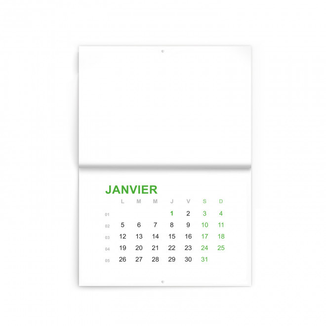 CALENDRIER MURAL PERSONNALISABLE A AGRAFES 'ALMANA' - vert