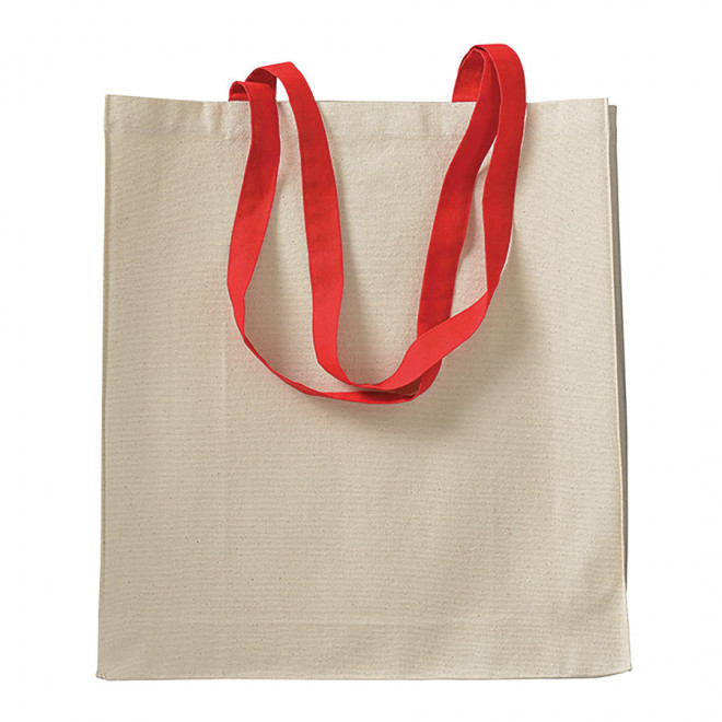 SAC SHOPPING PERSONNALISÉ EN COTON NATUREL AVEC SOUFFLET 'TERESA' 220 GR/M² - rouge