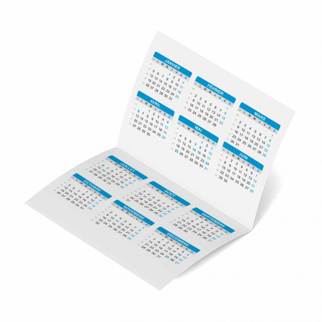 CALENDRIER POCHE PERSONNALISABLE 'FOLDO' - bleu