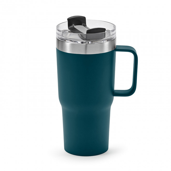 MUG PERSONNALISABLE ISOTHERME RECYCLE 580ML 'TENDENZO' - bleu pétrole