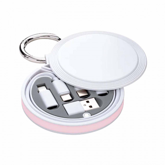 CABLE CHARGE 6 EN 1 PERSONNALISABLE 'RONDINO' - rose clair