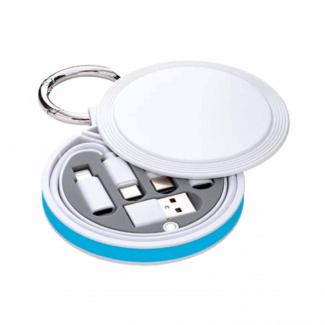 CABLE CHARGE 6 EN 1 PERSONNALISABLE 'RONDINO' - bleu cyan