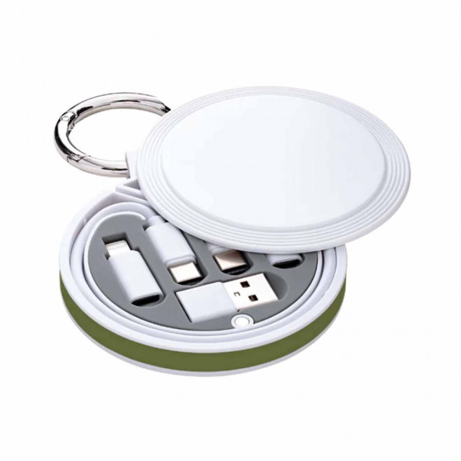 CABLE CHARGE 6 EN 1 PERSONNALISABLE 'RONDINO' - vert olive