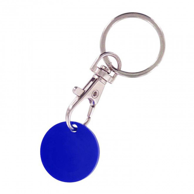 PORTE-CLÉS MOUSQUETON AVEC JETON PERSONNALISABLE 'SEGNO' - bleu foncé