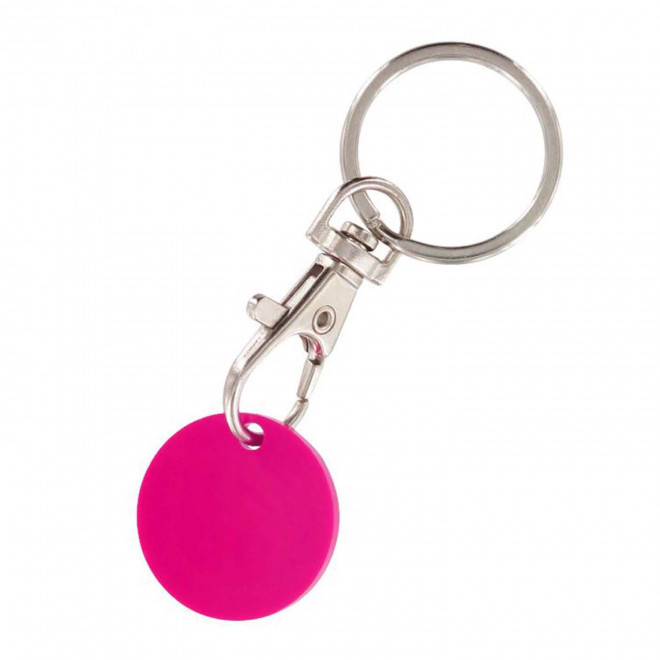 PORTE-CLÉS MOUSQUETON AVEC JETON PERSONNALISABLE 'SEGNO' - magenta