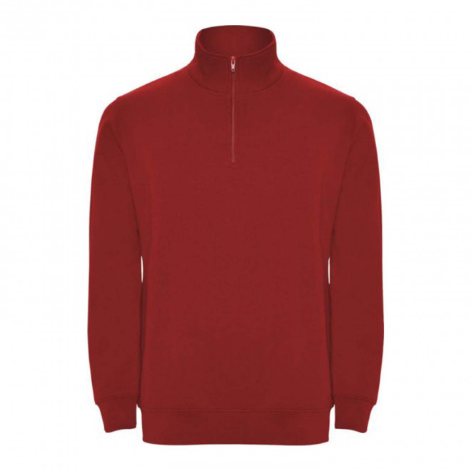 SWEAT-SHIRT MIXTE DEMI-ZIP PERSONNALISABLE 'RAPHAEL' - rouge