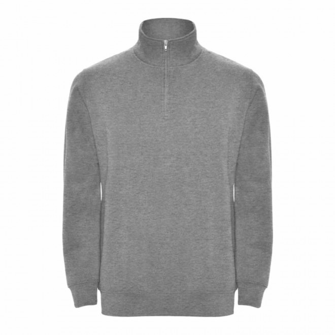 SWEAT-SHIRT MIXTE DEMI-ZIP PERSONNALISABLE 'RAPHAEL' - gris chine
