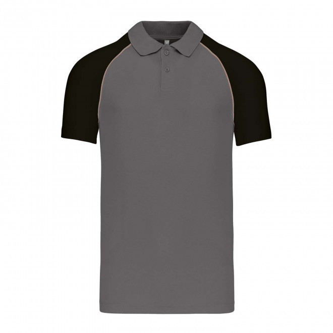 POLO MIXTE RAGLAN PERSONNALISABLE 'DUALTONE' - gris/noir
