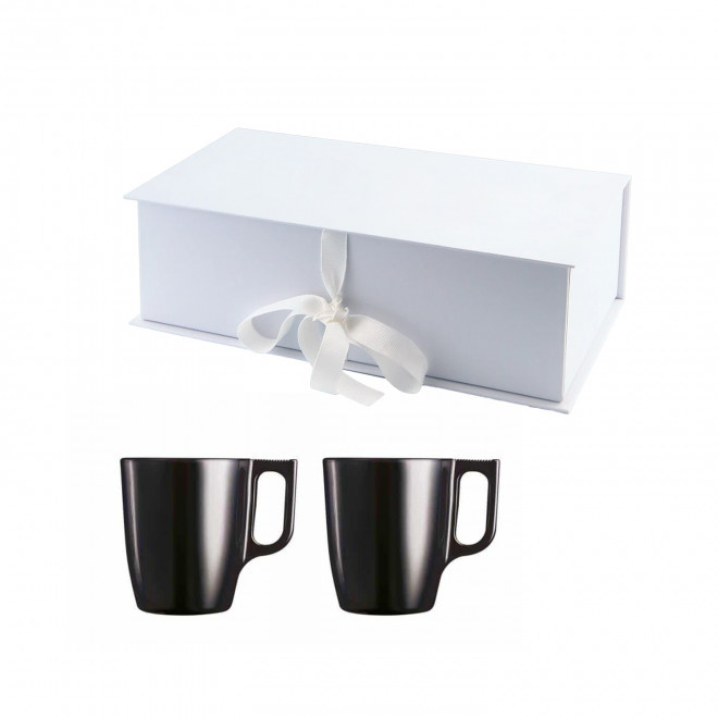 COFFRET 2 MUGS PERSONNALISABLE EN VERRE MIF 250ML 'FLASHY' - noir