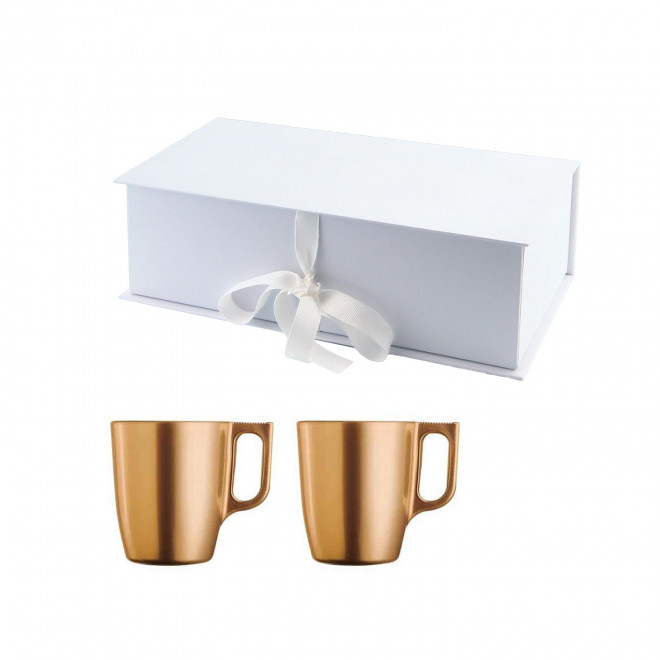 COFFRET 2 MUGS PERSONNALISABLE EN VERRE MIF 250ML 'FLASHY' - doré