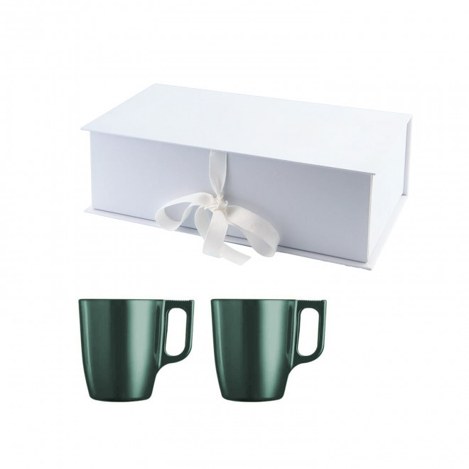 COFFRET 2 MUGS PERSONNALISABLE EN VERRE MIF 250ML 'FLASHY' - vert