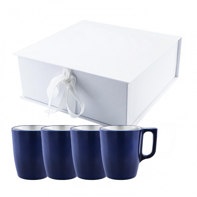 COFFRET 4 MUGS EN VERRE MIF 250ML PERSONNALISABLE 'FLASHY' - bleu