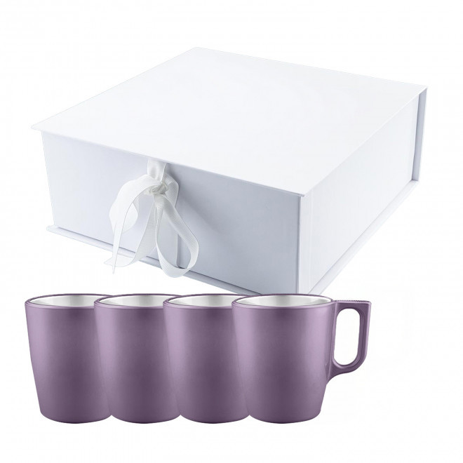 COFFRET 4 MUGS EN VERRE MIF 250ML PERSONNALISABLE 'FLASHY' - violet