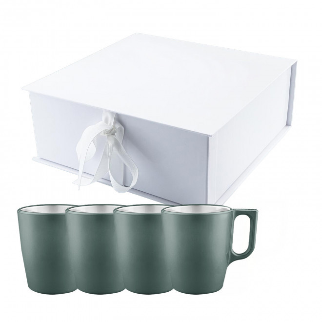 COFFRET 4 MUGS EN VERRE MIF 250ML PERSONNALISABLE 'FLASHY' - vert