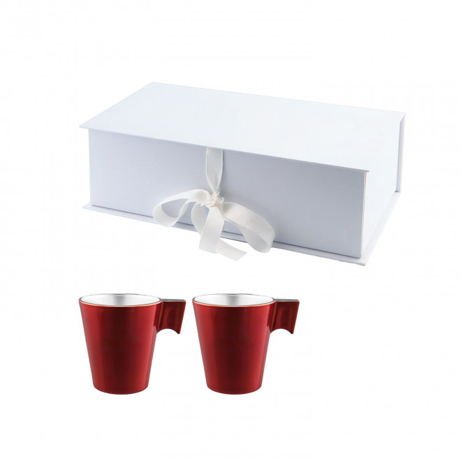 COFFRET 2 MUGS EN VERRE MIF 220ML PERSONNALISABLE 'FLASHY' - rouge