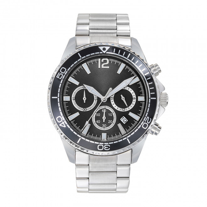 MONTRE HOMME PERSONNALISABLE 'ROMAIN ACIER' - noir