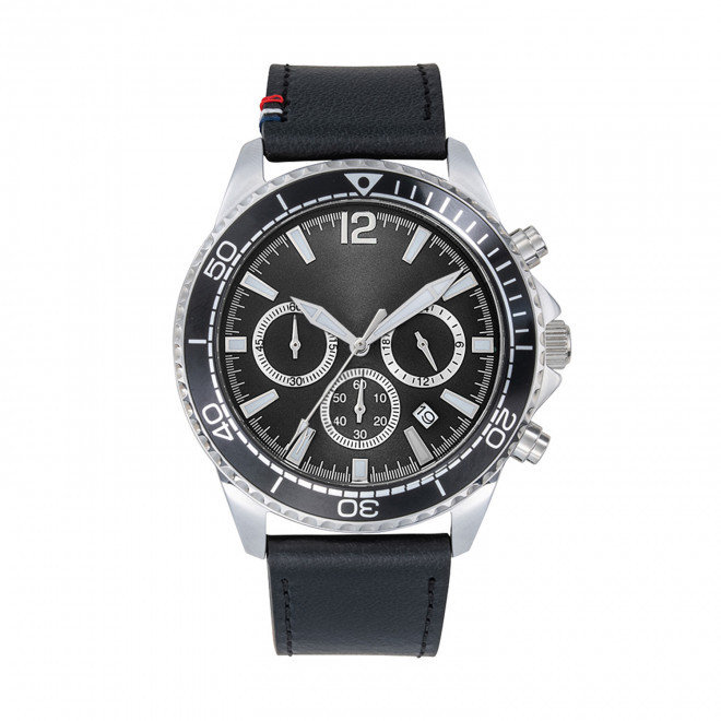 MONTRE HOMME PERSONNALISABLE 'ROMAIN CUIR' - noir