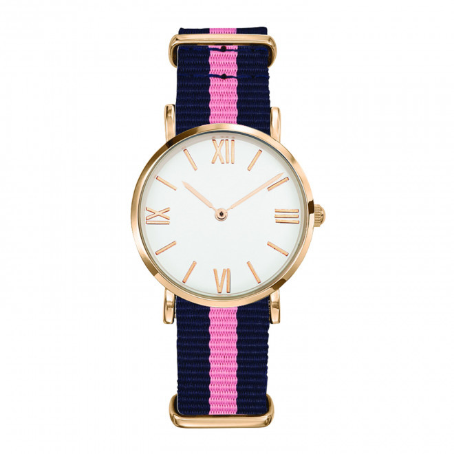 MONTRE FEMME PERSONNALISABLE 'AXELLE' - doré/bleu/rose