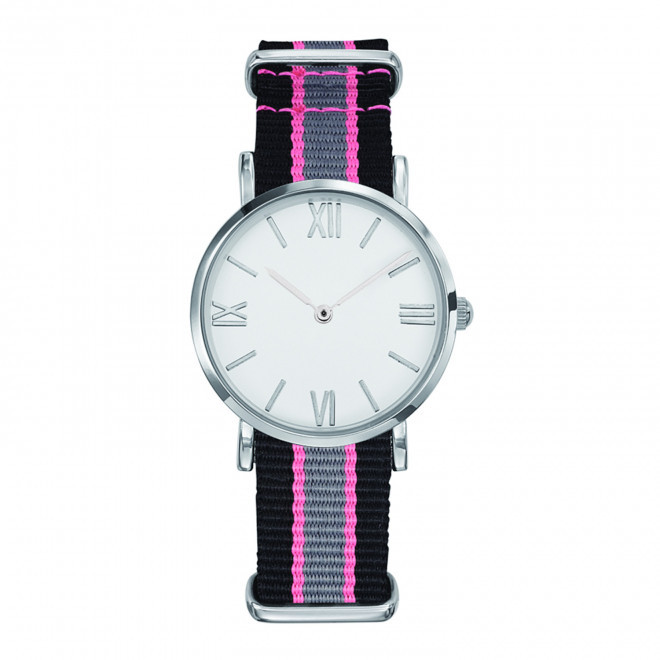 MONTRE FEMME PERSONNALISABLE 'AXELLE' - chrome/rose/gris