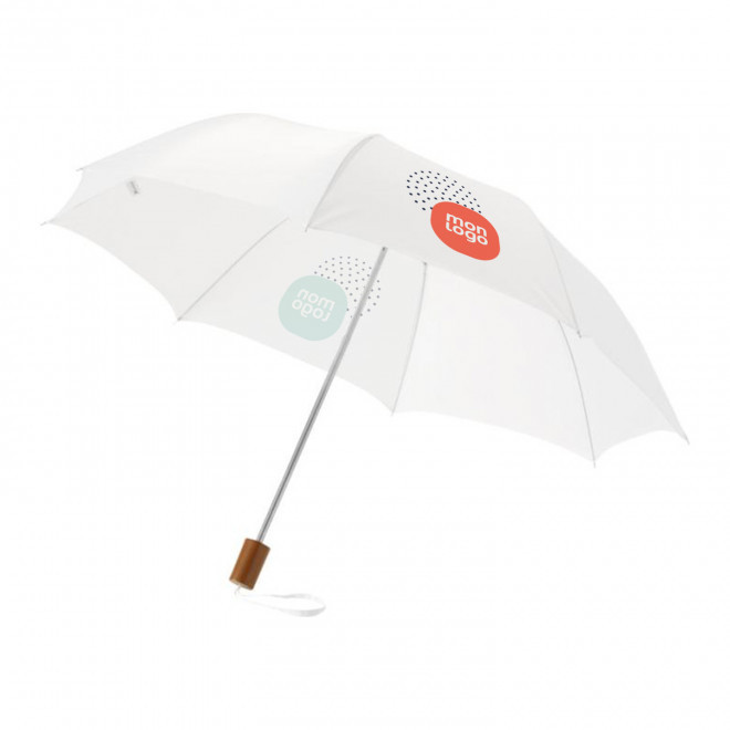 PARAPLUIE PLIABLE PERSONNALISÉ EN QUADRICHROMIE 'LINWOOD' - blanc
