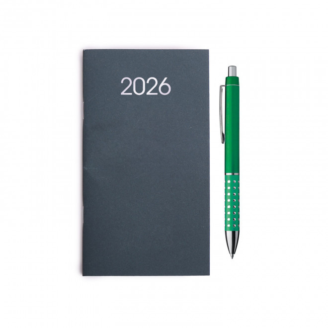 SET PUBLICITAIRE AGENDA POCHE ET STYLO 'OFFIXE PLUS' - vert